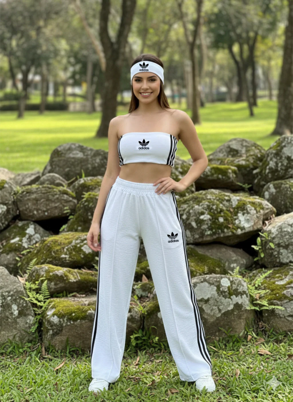 CONJUNTO AD PANTALONA + TOP FAIXA + FAIXA DE CABELO