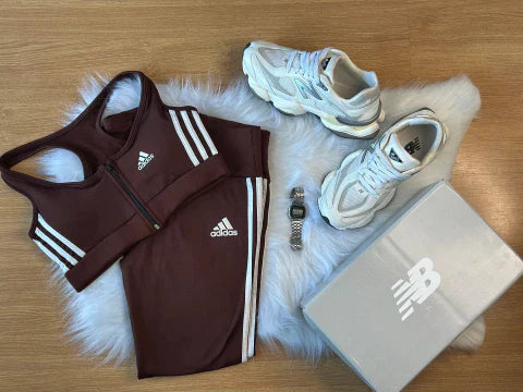 Kit Ad Zíper Marrom + Tênis NB 9060 Branco com Cinza