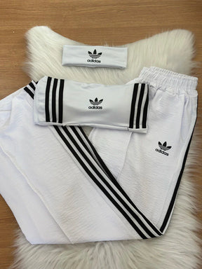 CONJUNTO AD PANTALONA + TOP FAIXA + FAIXA DE CABELO