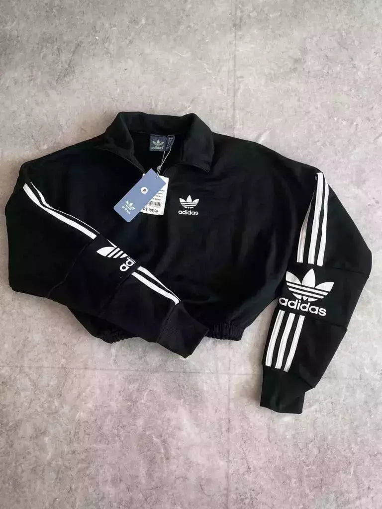 CONJUNTO CROPPED MOLETOM AD COM CALÇA PRETO